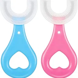 Silicone Tooth Brush Kids,Head 360 Degree Cleaning U Shaped Toothbrush for kids Soft Toothbrush-image-4