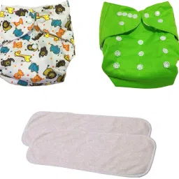 Combo of Quirk Reusable Baby Washable Cloth Diaper Nappies with Multi Layered Baby Insert Pads (Set of 2) (Multi- Colour) (Assorted Colours)-picture-4