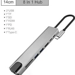 Jabardast Type-C To HDTV 8 in 1 RJ+TF+/SD+HDTV+USB3.0,3.2+TYPE-C+PD Type-C JD_8 IN 1 USB Hub-image-15