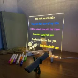 Acrylic Writing Board with Pen & Light, LED Message Board, Rewritable Study Lamp-0