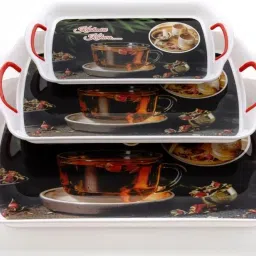 Cup Printed Serving Tray with Handle for Serving Tea, Snacks, Breakfast, Dinner Tray-12
