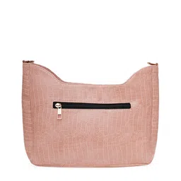 FABBHUE Pink Textured PU Structured Handheld Bag image 4
