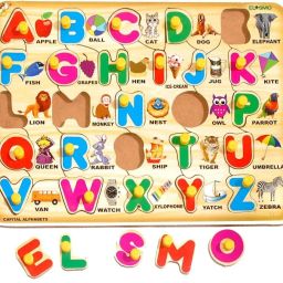 Wooden Capital Alphabets Letter Learning Educational Tray Toy for Kids PreSchool-9