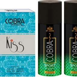 Cobra Deodorant Sport 150ML (Pack of 2) and & Cobra Kiss Perfume 100ML-8