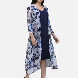 BAESD Floral Printed Open Front Longline Shrug image 2