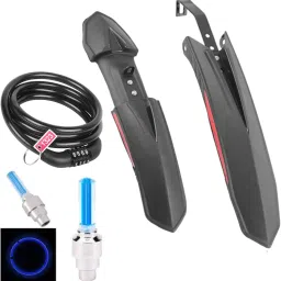 Bicycle Fender Front & Rear With Cycle Number Lock & Tyre Light Cycle Mudguard Full Length Front & Rear Fender-24