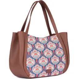 ZOUK Ethnic Motifs Printed Structured Jute Shoulder Bag image 4