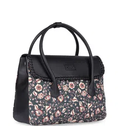 ZOUK Floral Printed Structured Jute Handheld Bag image 4