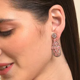 SOHI Rhodium-Plated Contemporary Drop Earrings-50