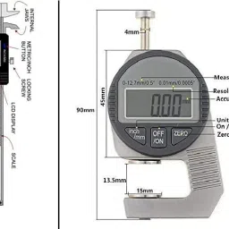 saikrupa Electronic Micrometer Thickness Meter with LCD Display, Unit Conversion Snap Gauge image 2