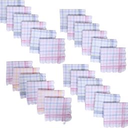 Heart Home Handkerchiefs|Check Cutwork Cotton Hankies for Woman|Girls|Set of 24|White ["White"] Handkerchief-image-60
