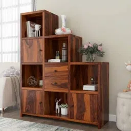 Solid Wood Semi-Open Book Shelf-24