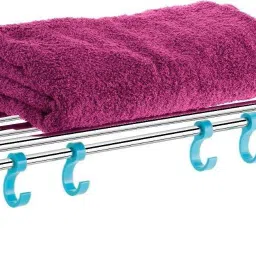 Premium Towel rack Abs + Stainless Steel and Folding Towel Rack/Towel Hanger/Towel Stand/Holder/Bathroom Accessories (Blue) Blue Towel Holder-image-63