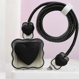 YouAndMeHub Charger Cover for Samsung Galaxy 25W Charger, 3D Cartoon Heart Design, Spiral Cable Protector-21