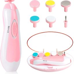 Baby Nail Trimmer LED Light Electric Safe Baby Nail Filer 6 Grinding Heads Kit-image-32