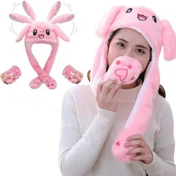 HASTHIP Plush Animal Bunny Dancing Ears Hat, Rabbit Moving Ear Flaps and Press Paws-image-14