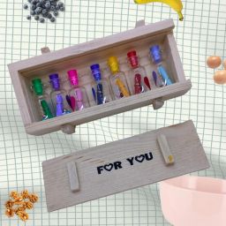 For You Love Wooden Message card Box 7 Blank Paper to Write msg with 7 Bottle Greeting Card-37