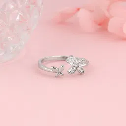 925 Silver Dazzling Butterfly Ring for Women Sterling Silver Zircon Rhodium Plated Ring-image-99
