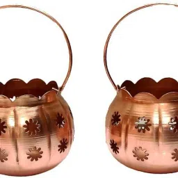 Hanging Tealight Lantern Candle Holder for Home (4 x 3.5) by Bright Gift Crafts Gold Iron Hanging Lantern-image-95