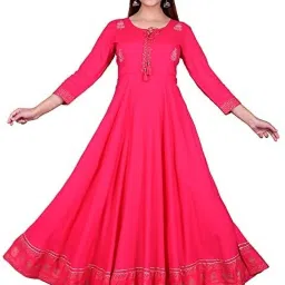Women Embroidered Viscose Rayon Anarkali Kurta-image-5