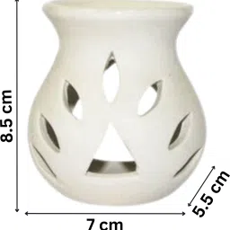 home delight Small Ceramic White Diffuser With 10ml Jasmine Fragrance, One Tea Lights Candles Diffuser Set, Aroma Oil image 5