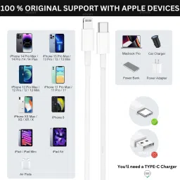RoarX Lightning Cable 1 m usb c to lightning cable for iphone 11 12 13 14 15 XR XS Max X SE SE2 Type C to Lightning cable image 5