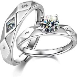 Adjustable Silver Plated Couple Rings for Boy's Girls Lover Ring Set Alloy, Sterling Silver Zircon Silver Plated Ring-image-11
