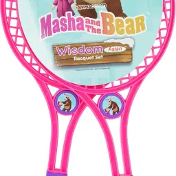 Shinchan Wisdom Racquet Masha and The Bear for Kids Pink, Purple Strung Badminton Racquet-image-4