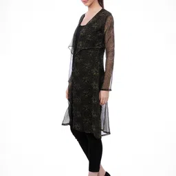 Cation Teal Printed Longline Open Front Shrug image 4