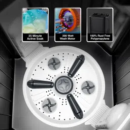 godrej 10 kg 5 Star Aquajet Pulsator, Drying at 1400 RPM Speed, Spin Shower, Semi Automatic Top Load Black image 5