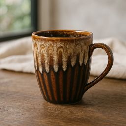 340ml Handcrafted Ceramic Coffee, Brown Gradient Glaze Finish (1 Pc) Ceramic Coffee Mug-image-21
