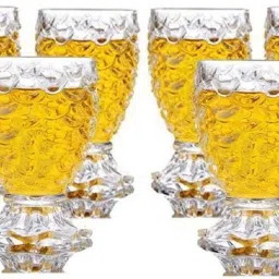 (Pack of 6) 100% Crystal Clear Pineapple Shaped Juice Glasses | Drinking Glass | Set of 6 Pc Glass Set Water/Juice Glass-16