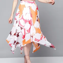 sassafras Women Floral Print Asymetric Multicolor Skirt-picture-8