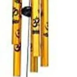 Feng shui metal wind chime 5 golden pipes with Om for positive energy large Plastic, Wood Windchime-27