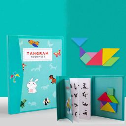 Tangram Wooden Magnetic Jigsaw Shape Puzzle Educational Book Game for Kids-image-24