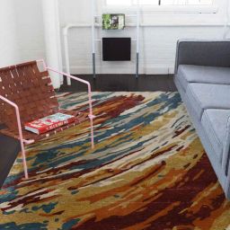 saraswati global Multicolor Abstract Viscose 4 ft x 6 ft Hand Tufted Carpet-picture-19