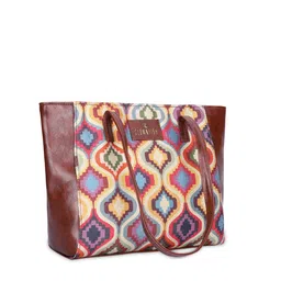 THE CLOWNFISH Geometric Printed Structured Tote Bag image 3