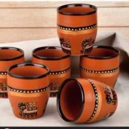 Pack of 6 Ceramic Indian Tribal Traditional Style Kulhad, Colour brown, Ceramic, Set of 6-image-53