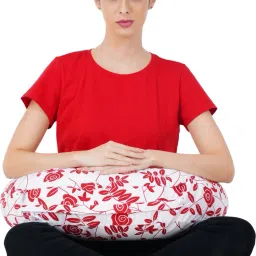 Soft Cotton Feeding Apron with Cora Pillow & Cover- Red Colour ( Floral Design) Feeding Cloak-image-47