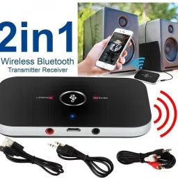 microware 2 in 1 Wireless Bluetooth Transmitter & Receiver, Wireless Stereo Audio Adapter Car Kit for Headphones, TV, Computer, MP3 / MP4, iPhone and More Bluetooth Bluetooth-16