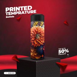 Flower Printed Temperature Display Water Bottle 500 ml Bottle-image-11
