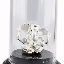 999 Pure Silver Ganesha/Vinayaka Beautiful Idol with Acrylic Base Decorative Showpiece-12 cm-image-54