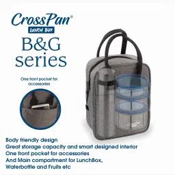 crosspan B&G Lunch Bag with 3 Containers(200ml+350ml+500ml) with 750 ml SS Water Bottle 3 Containers Lunch Box image 3
