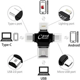 MESHIV 4 in 1 OTG: Lightning + Type C + Micro USB + USB Card Reader Card Reader image 3