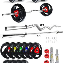 10 kg Metal Integrated Premium Rubber Plates (2.5KGx4Pc) 3FT Curl 4FT STRT 28MM Rod Home Gym Combo-image-29
