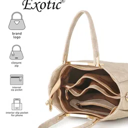 Exotic Cream-Coloured PU Structured Handheld Bag image 4