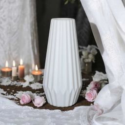 8 Inch. White Color Plastic Vase for Home Decor (Without Flower) Plastic Vase-17