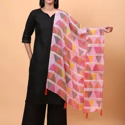 Cotton Blend Geometric Print Multicolor Women Dupatta-image-44