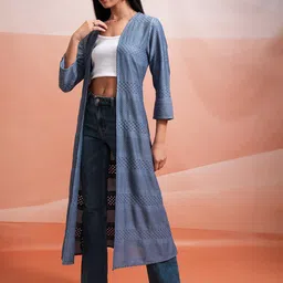 Tokyo Talkies Self Design Longline Open Front Shrug image 2