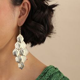 SOHI Gold-Plated Leaf Shaped Drop Earrings-1